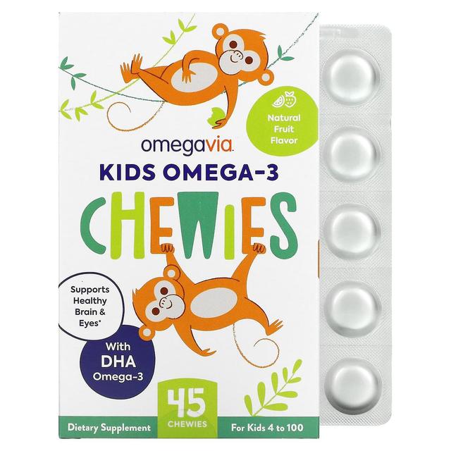 OmegaVia, Kids Omega-3 Chewies, Naturlig frukt, 45 Chewies on Productcaster.