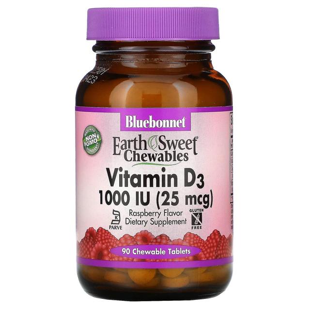 Bluebonnet Nutrition, Earth Sweet Chewables, Vitamin D3, Raspberry, 1,000 IU (25 mcg), 90 Chewable T on Productcaster.