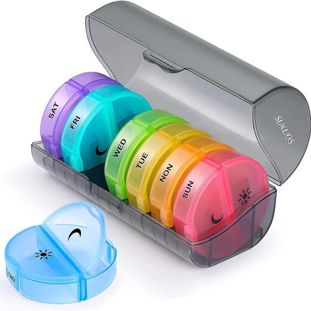 Pill Organizer 7 Days A Week, 2x A Day Large Daily Pill Box For Vitamins, Fish Oil Supplements, Pill Box Bpa Free Easy To Clean 1pc gray on Productcaster.