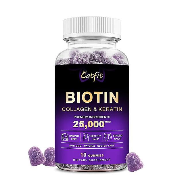 Eccpp Catfit Biotin Kolagén gummies čučoriedková príchuť 60 ks posilňuje výživu vlasov nechty koža, kĺb, kosti a črevá podporujú proti starnutiu 10... on Productcaster.