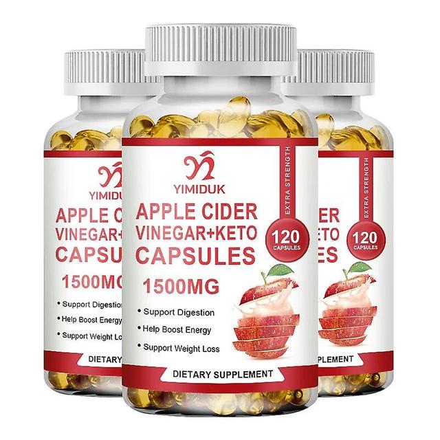 Vorallme 60/120PCS Apple Cider Vinegar Capsules Digestion, Detoxification, Fat Burning Supplement Keto Friendly 3 Bottles 60 pcs on Productcaster.