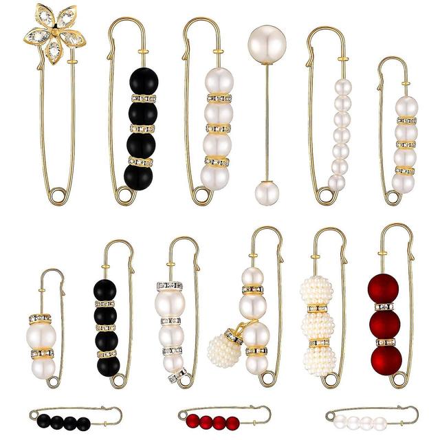 15pcs Sweater Clips Duty Safety Pins Faux Brooch Pin Clip Hat Shawl Pin Rhi on Productcaster.