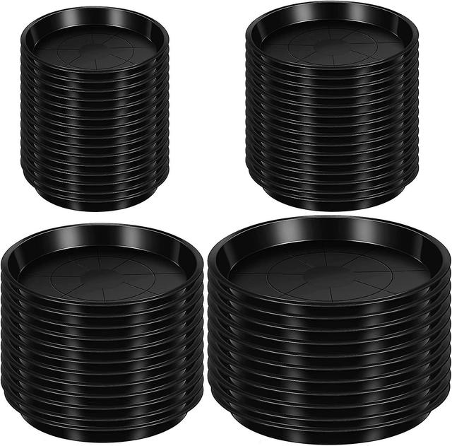 Hgbd-60 Pcs Bandeja de platillo de planta de plástico Bandejas de goteo de plantas negras para macetas Bases redondas de platillos gruesos de plant... on Productcaster.