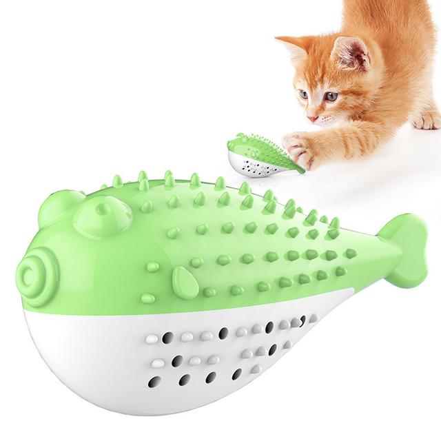 Cat Pufferfish Toy With Catnip, Mutian Ginseng Powder And Mint Balls For Teeth Cleaning And Emotional Venting Supplies green on Productcaster.