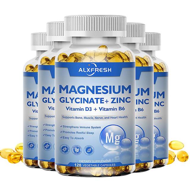 Tib Alxfresh Magnesium Glycinate & Zinc 500mg Mineral Supplement Natural Sleep Support Bone Health Immunity Mood Support 60pcs on Productcaster.