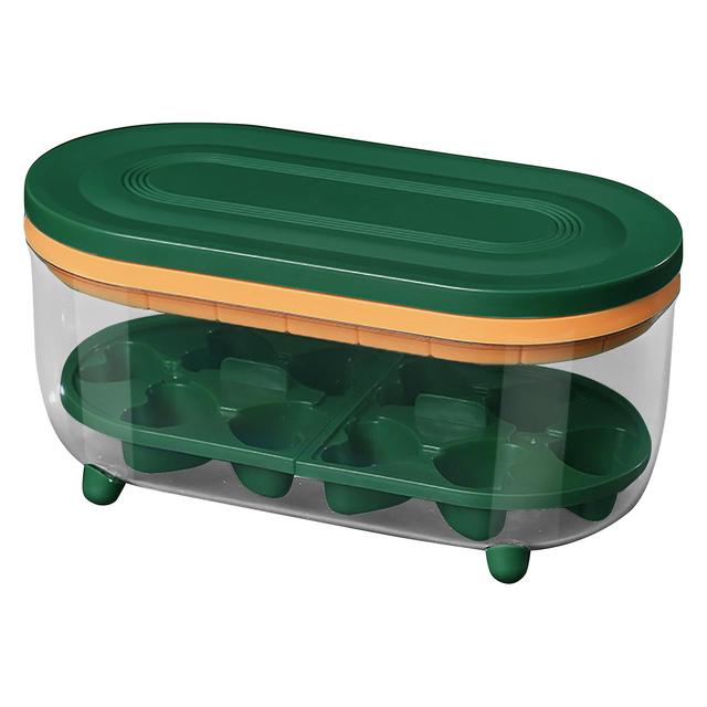 Ice Cubes Tray With Bin And Cover, Large Capacity Food Grade Silicone Mold green 32 grids on Productcaster.