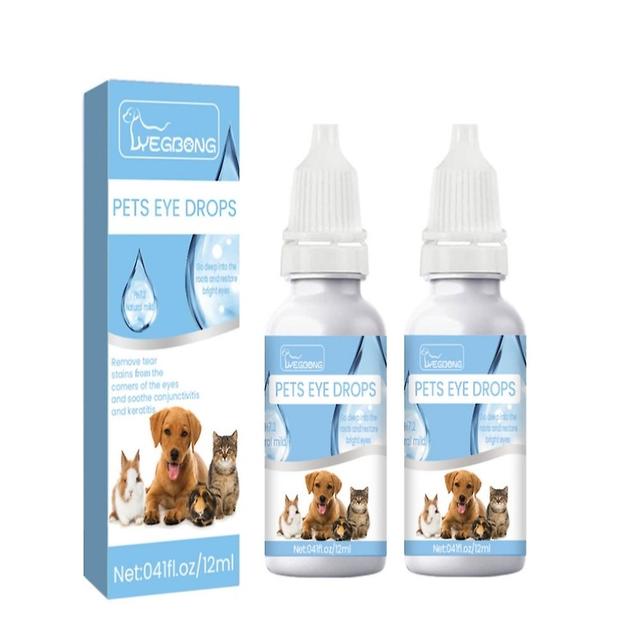 2pcs Antiseptic Eye Drops 12ml For Dogs Cat Reptiles Livestock Non-irritating on Productcaster.