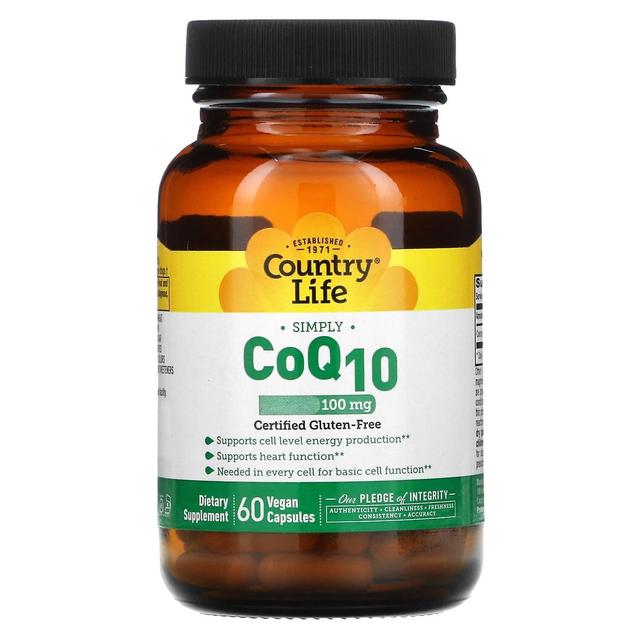 Country Life, Simply CoQ10, 100 mg, 60 Veganistische Capsules on Productcaster.