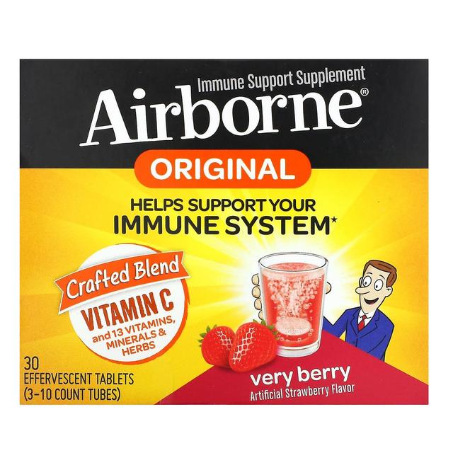 AirBorne, Immune Support Supplement, Very Berry, 3 Tubes, 10 Effervescent Tablets Each on Productcaster.