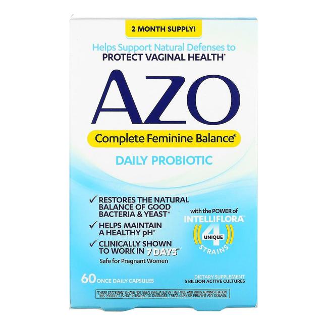 Azo, Complete Feminine Balance, tägliches Probiotikum, 5 Milliarden aktive Kulturen, 60 einmal täglich Kapseln on Productcaster.