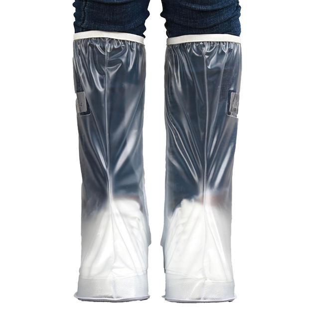 Transparent Knee High Rain Shoe Cover Reusable Waterproof Shoe Cover with Side Zipper for Men Women L on Productcaster.