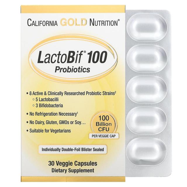 California Gold Nutrition, LactoBif 100 Probiotics, 100 Billion CFU, 30 Veggie Capsules on Productcaster.