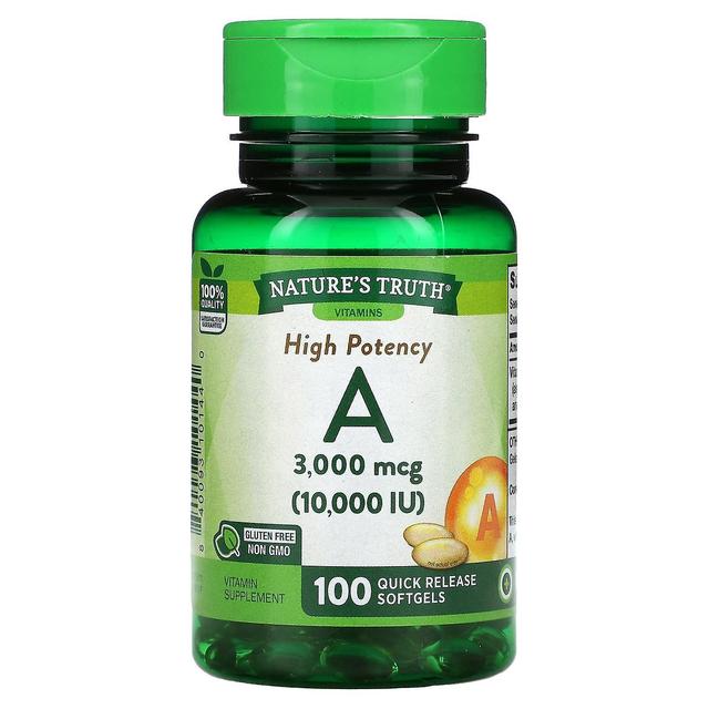 Nature's Truth, High Potency Vitamin A, 3,000 mcg (10,000 IU), 100 Quick Release Softgels on Productcaster.