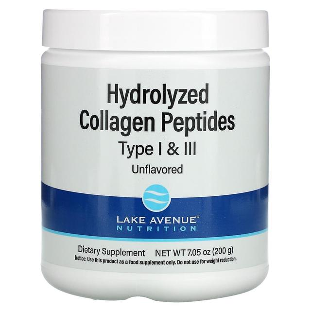 Lake Avenue Nutrition, hydrolyserade kollagenpeptider, typ I & III, smaklösa, 7.05 oz (200 g) on Productcaster.