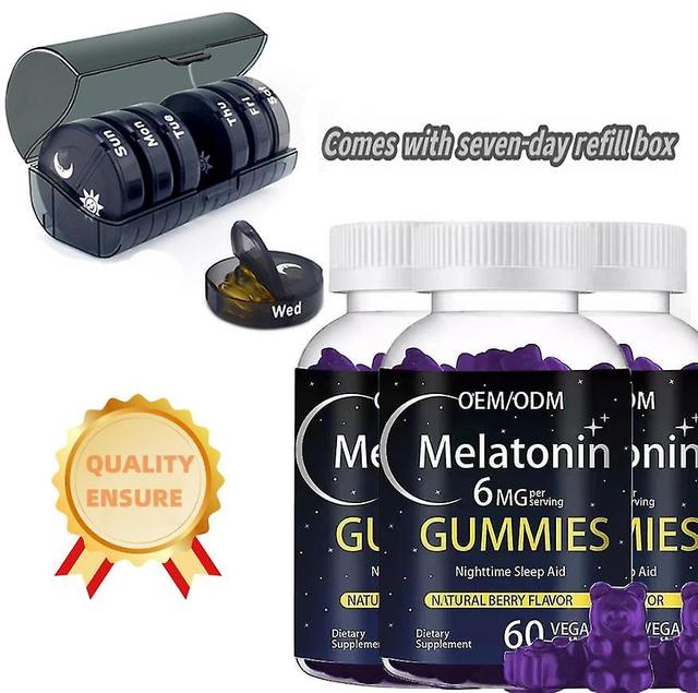 1 paquete de gomitas de melatonina de 6 mg Immune Plus Sleep Melatonin Vitamin Gummies viene con una caja de recarga de siete días 3PCS on Productcaster.