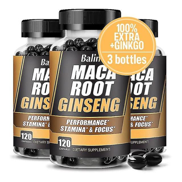 Maca Root Ginseng Tablets Enhance Male Stamina Improve Erection Enhancement Supplement Male Energy Booster 120 count-3 bottle on Productcaster.