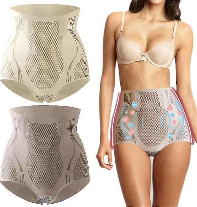 2pcs Ice Ion Fiber Repair Modeling Underwear, Graphene Nest Fiberr, Slimming Hip Gain, Abdominal Con M on Productcaster.