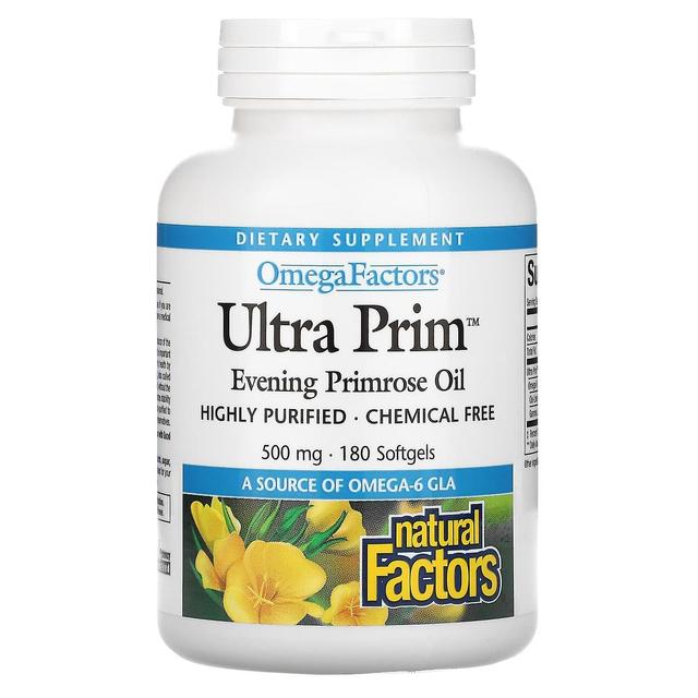 Natural Factors, OmegaFactors, Ultra Prim, Evening Primrose Oil, 500 mg, 180 Softgels on Productcaster.