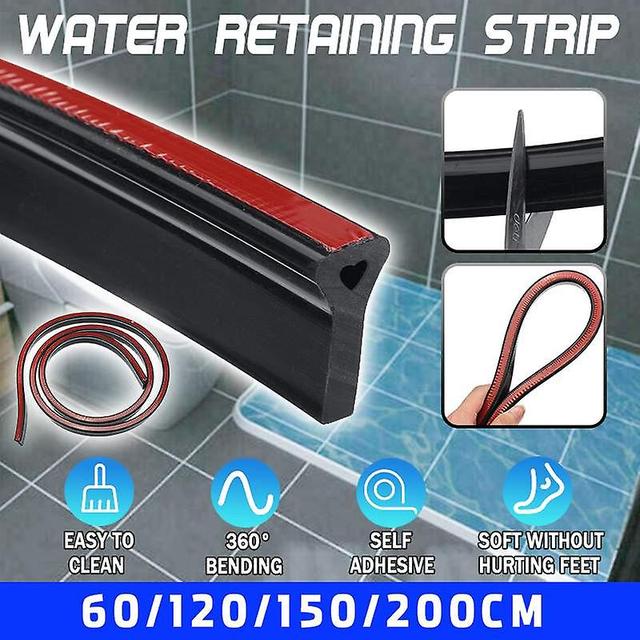 Black Bathroom Water Stopper Water Partition Dry And Wet Separation Flood Barrier Rubber Dam Silicon Water Blocker Don't Slip on Productcaster.