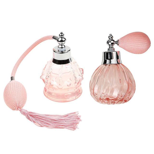 2x Vintage Crystal Parfumfles Lange Bol Kistje Verstuiver 100ml Roze on Productcaster.