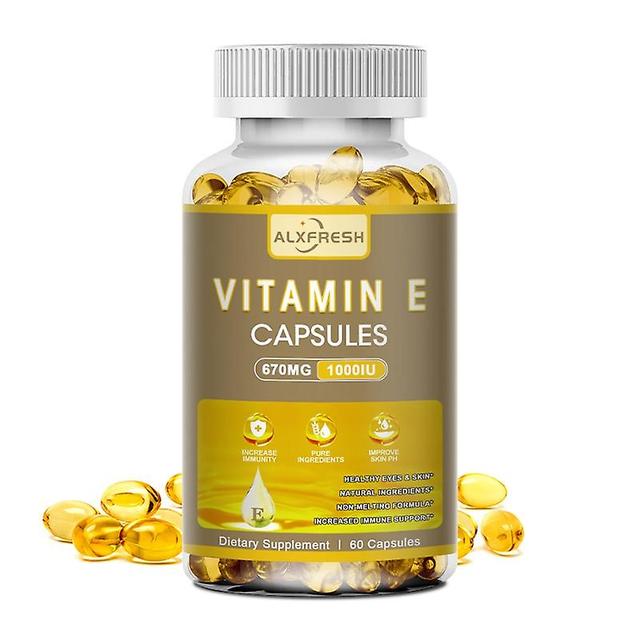 Eccpp Alxfresh Vitamin E Capsules - Improves Blood Circulation Antioxidant Boosts Immunity Supports Skin Hair Eye And Heart Health 1 Bottle 60 pills on Productcaster.