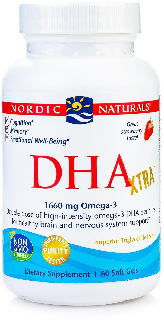 Nordic Naturals DHA Xtra Jordbær 1000 mg 60 Kapsler on Productcaster.