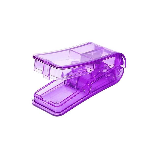 Clear Pills Cutting Container with Separate Compartment Durable Pills Cutter Purple on Productcaster.