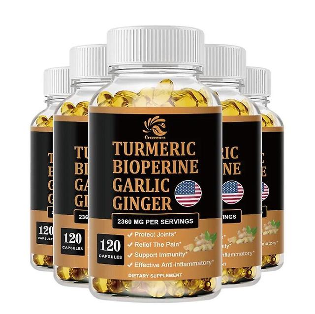 Visgaler Turmeric Bioperine Garlic Ginger - Promotes Digestive Health, Joint Health, Inflammation Relief & Anti-Inflammation 5 Bottle 60 pills on Productcaster.