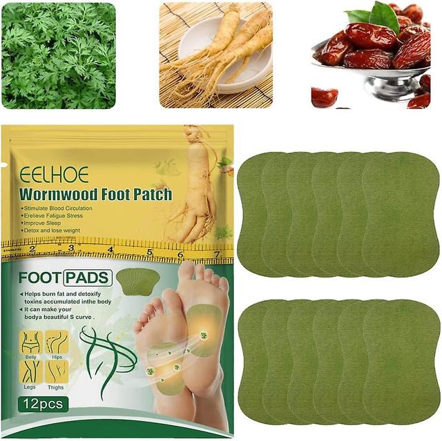 Lonfdy 12pcs Natural Health - Wormwood Detox Body Detox Foot Patches Pads Body Feet Toxins Cleansing Foot Patches Ginger Anti Puffiness Patch on Productcaster.