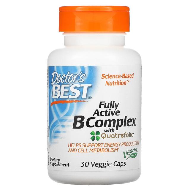 Doctor's Best Melhor Complexo B Totalmente Ativo do Médico com Quatrefolic, 30 Veggie Caps on Productcaster.