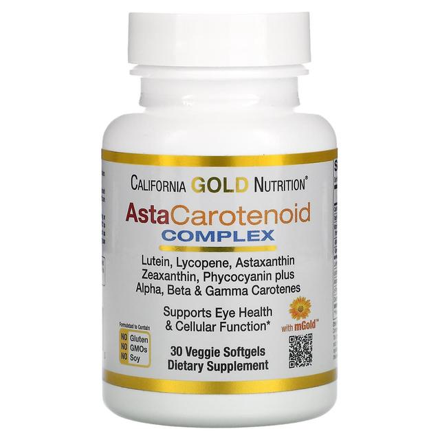 California Gold Nutrition, AstaCarotenoid Complex, Lutein, Lycopene, Astaxanthin Complex, 30 Veggie on Productcaster.