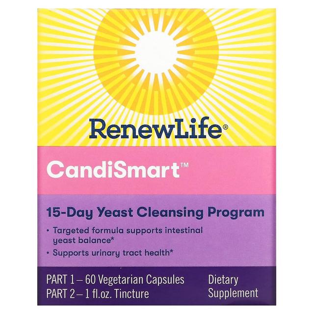 Renew Life, CandiSmart, 15 päivän hiivapuhdistusohjelma, 2-osainen ohjelma on Productcaster.