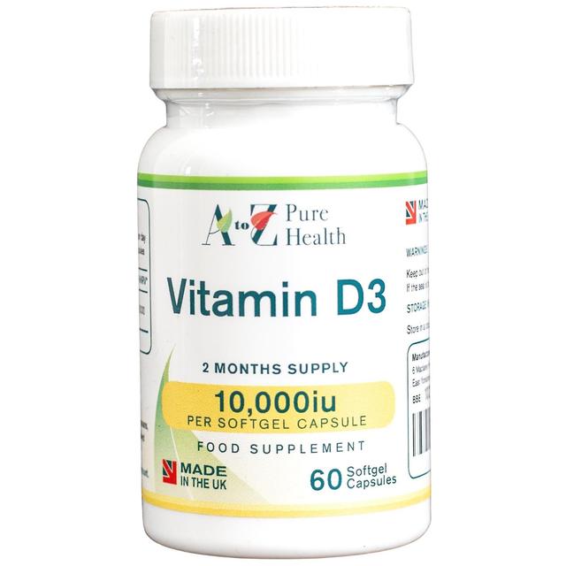 A to Z Pure Health Vitamin D3 10000iu 60 Softgels on Productcaster.