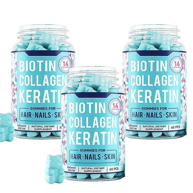 Healthy Hair Nails Skin Collagen Gummies Collagen Gummies Health Supplement With Biotin Folic Acid 3pcs on Productcaster.