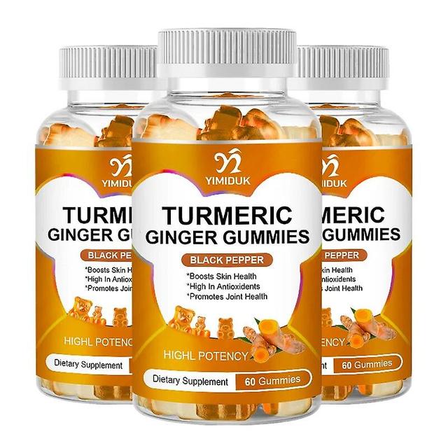 Visgaler Turmeric Curcumin Gummies With Ginger & Black Pepper Herbal Supplement Immune Support, Healthy Skin And Joint Health 3 Bottles on Productcaster.