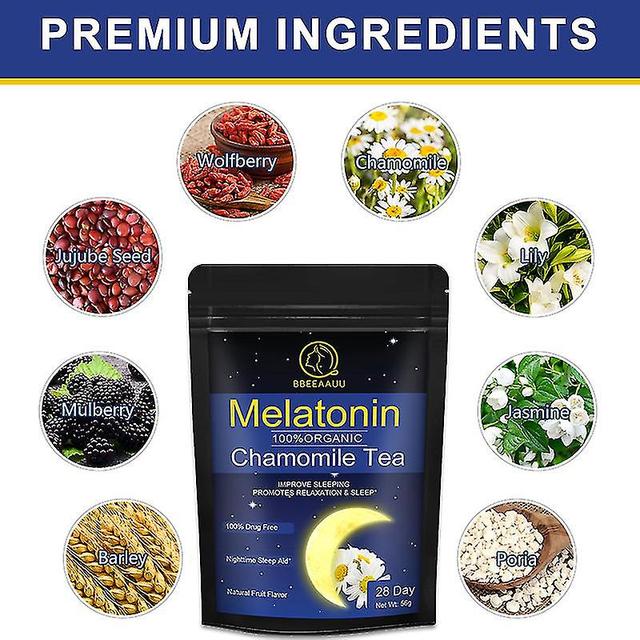 Tib 100% Natural Chamomile Melatonin Tea Help Sleep Relieve Anxiety Relieve Fatigue Improve Insomnia Extend Sleep Time 42days on Productcaster.