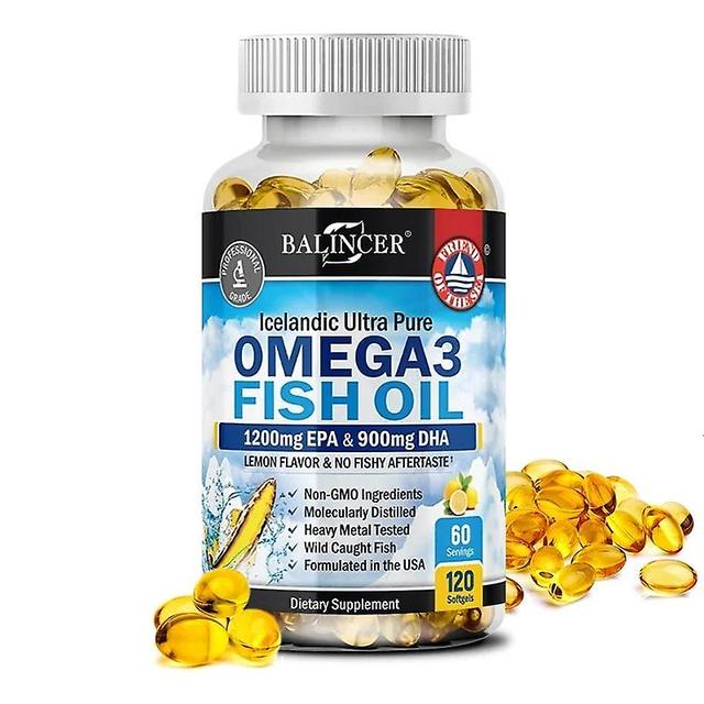 Sofirn Balincer Omega-3 Fish Oil Rich in DHA EPA, Improve Bad Mood, Relieve Stress, Strengthen Brain, Improve Memory Intelligence 120 Count-1 bottle on Productcaster.