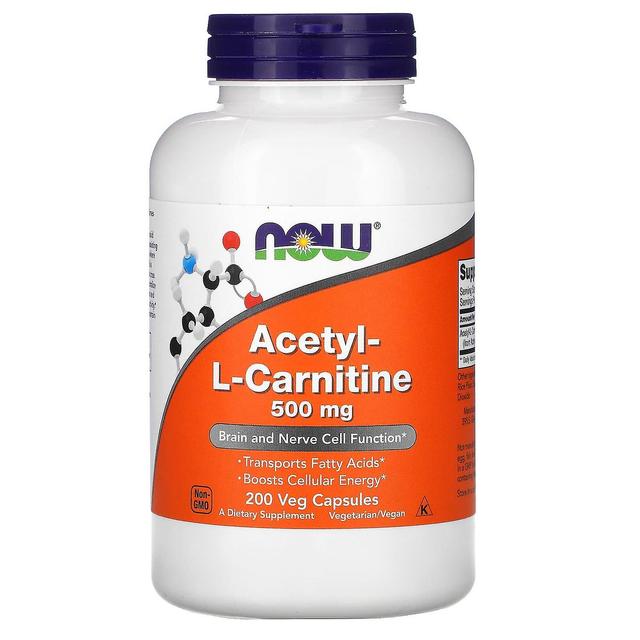 NOW Foods NU Fødevarer, Acetyl-L-carnitin, 500 mg, 200 Veg kapsler on Productcaster.