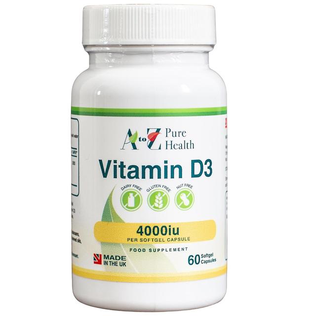 A to Z Pure Health A-Z Puhdas terveys vitamiini D3 4000iu 60 Softgels on Productcaster.