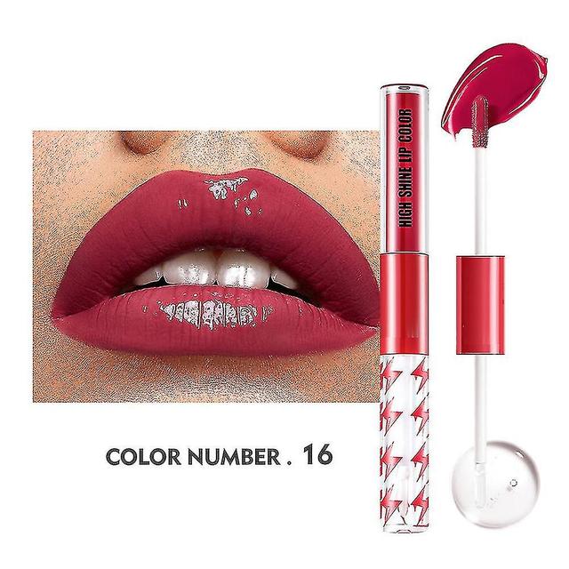 Szmtcv Double Head Lip Glaze High Shine Moisturizing No Fading Lip Gloss Waterproof Non-stick Cup Lip Stick 16 on Productcaster.