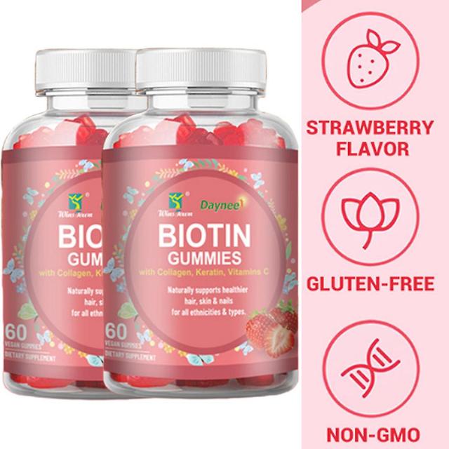 60 Biotin Gummies - Beauty Gummy Corner - Collagen Supplements Vitamins And Stimulates Metabolism 2PCS on Productcaster.