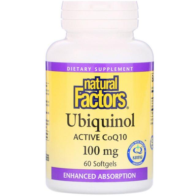 Natural Factors Fatores Naturais, Ubiquinol, CoQ10 Ativa, 100 mg, 60 Cápsulas gelatinosas on Productcaster.