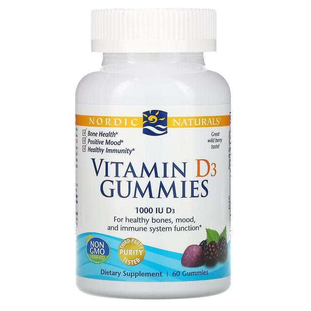 Nordic Naturals, Vitamin D3 Gummies, Wild Berry, 1.000 IE, 60 Gummies on Productcaster.