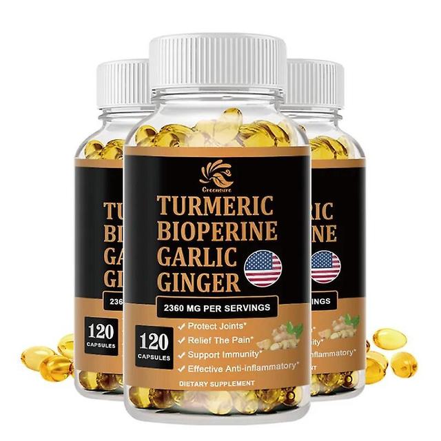 Visgaler Turmeric Bioperine Garlic Ginger - Promotes Digestive Health, Joint Health, Inflammation Relief & Anti-Inflammation 3 Bottle 60 pills on Productcaster.