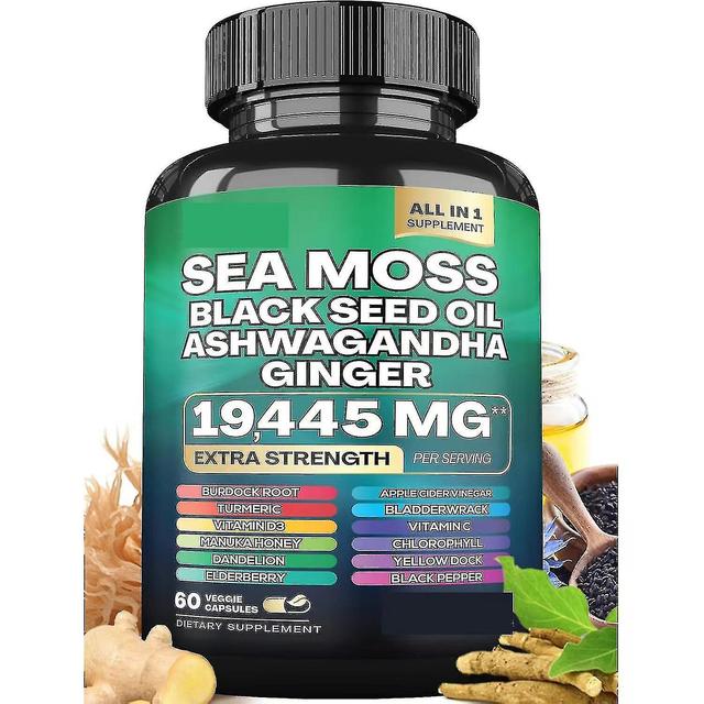 2024 new Sea Moss Capsules 3000mg, 60 Pcs Sea Moss Black Seed Oil Capsules With Ashwagandha Burdock Root Bladderwrack(65%off) 2 Bottle a on Productcaster.