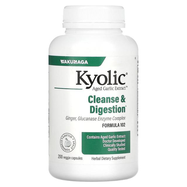 Kyolic, Aged Garlic Extract, Cleanse & Digestion, Formula 102, 200 Veggie Capsules on Productcaster.