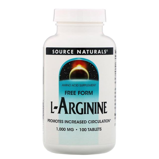 Source Naturals Lähde Naturals, L-arginiini, vapaa muoto, 1000 mg, 100 tablettia on Productcaster.