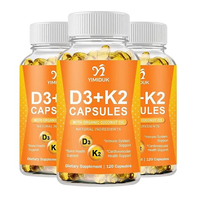 Vorallme Vitamin D3 K2 Capsules Daily Supplement Supports Healthy Immune System Heart And Strong Bones Vegetarian Capsules 3 Bottles 60pcs on Productcaster.