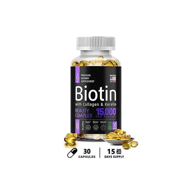 Vorallme Biotin enthält Kollagen und Keratin, um die Dicke und den Glanz von Haaren, Haut und Nägeln zu unterstützen, gentechnikfrei, glutenfrei 30... on Productcaster.