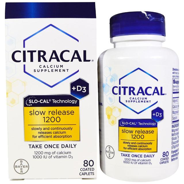 Citracal, Suplemento de cálcio, Slow Release 1200 + D3, 80 comprimidos revestidos on Productcaster.